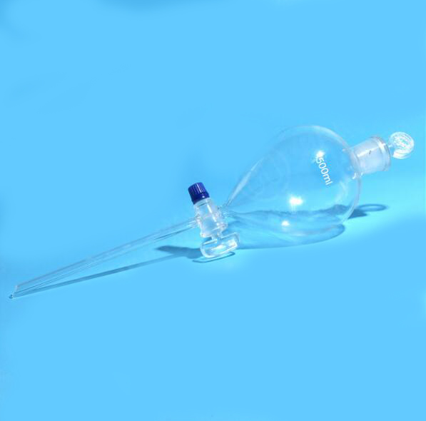 1542 8642 Separatory funnel,Globe shape,with ground-in glass stopper and stopcock.